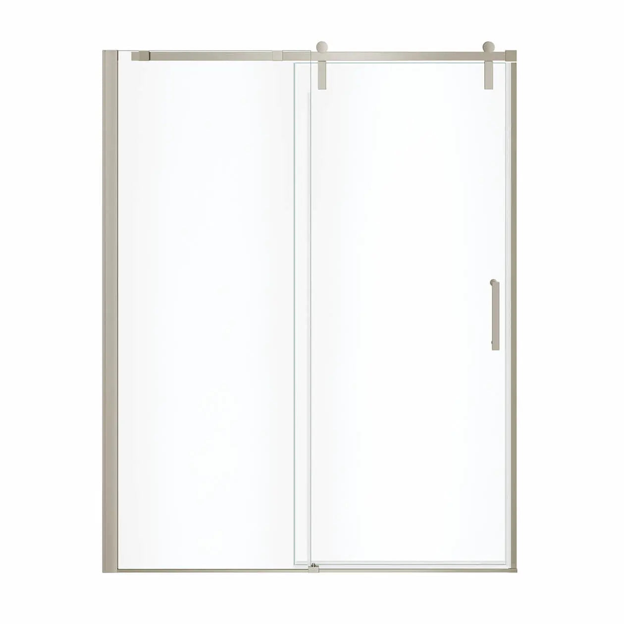 Maax Outback 55 ¼ - 58 ½ x 70 ½ in. 8mm Sliding Shower Door for Alcove Installation with Clear glass in Brushed Nickel 137681-900-305-000 - Plumbing Market