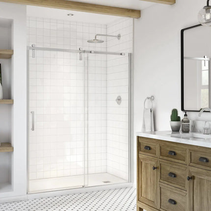 Maax Outback 55 ¼ - 58 ½ x 70 ½ in. 8mm Sliding Shower Door for Alcove Installation with Clear glass in Chrome 137681-900-084-000 - Plumbing Market