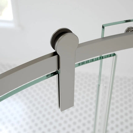 Maax Outback Round 36 x 36 x 75 5/8 in. 8mm Sliding Shower Door for Corner Installation with Clear glass in Brushed Nickel 139410-900-305-001 - Plumbing Market