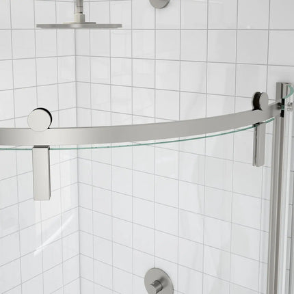 Maax Outback Round 36 x 36 x 75 5/8 in. 8mm Sliding Shower Door for Corner Installation with Clear glass in Brushed Nickel 139410-900-305-002 - Plumbing Market