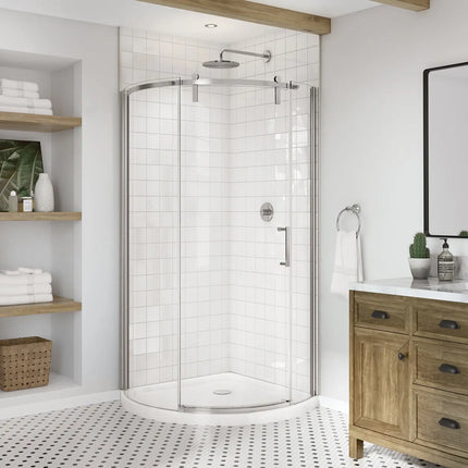 Maax Outback Round 36 x 36 x 75 5/8 in. 8mm Sliding Shower Door for Corner Installation with Clear glass in Chrome 139410-900-084-002 - Plumbing Market