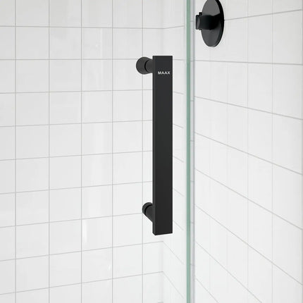 Maax Outback Round 36 x 36 x 75 5/8 in. 8mm Sliding Shower Door for Corner Installation with Clear glass in Matte Black 139410-900-340-002 - Plumbing Market