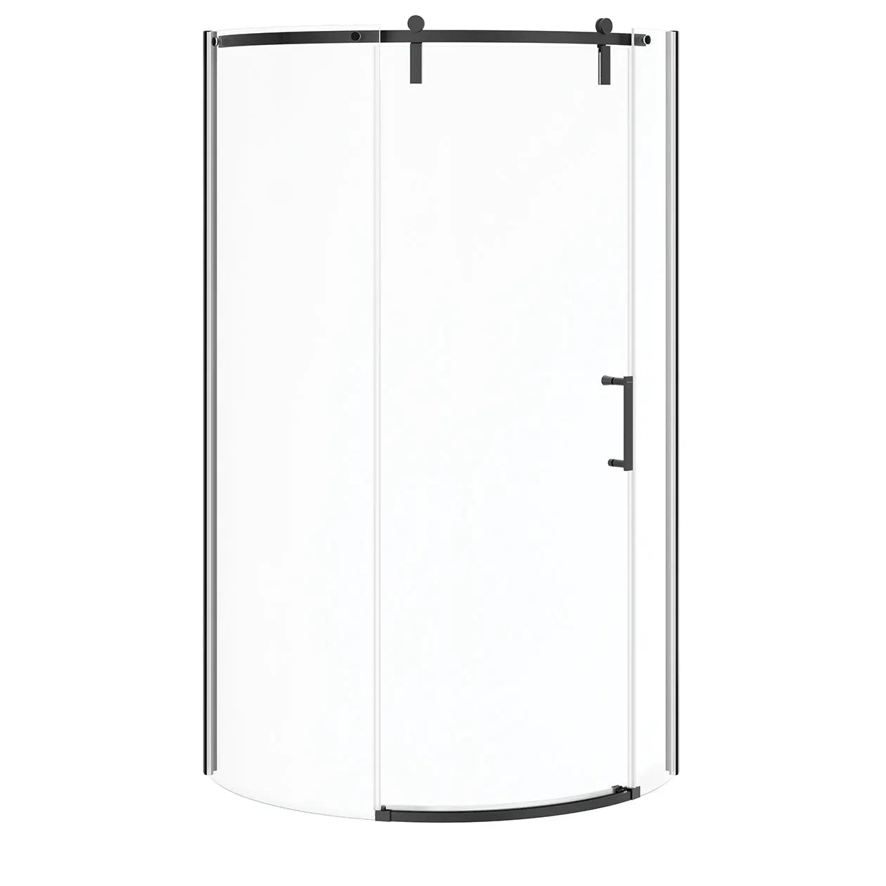 Maax Outback Round 36 x 36 x 75 5/8 in. 8mm Sliding Shower Door for Corner Installation with Clear glass in Matte Black 139410-900-340-002 - Plumbing Market