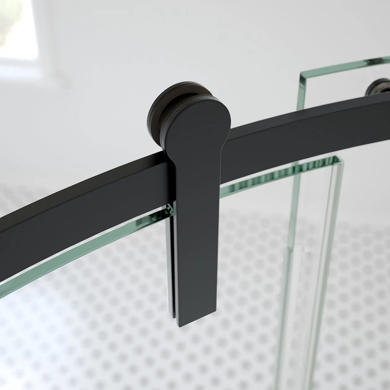 Maax Outback Round 36 x 36 x 75 5/8 in. 8mm Sliding Shower Door for Corner Installation with Clear glass in Matte Black 139410-900-340-002 - Plumbing Market