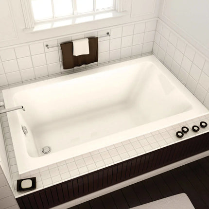 Maax Pose 6032 Acrylic Drop-in End Drain Combined Whirlpool & Aeroeffect Bathtub in White 101457-096-001-100 - Plumbing Market