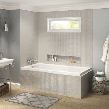 Maax Pose 6032 IF Acrylic Corner Left Left-Hand Drain Whirlpool Bathtub in White 106202-L-001-001 - Plumbing Market