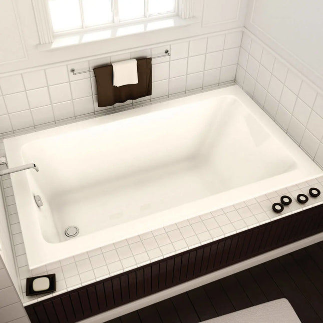 Maax Pose 6636 Acrylic Drop-in End Drain Whirlpool Bathtub in White 101459-001-001-100 - Plumbing Market
