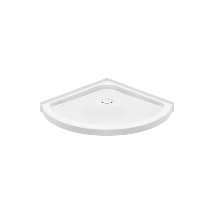 Maax Round Base 36 3 in. 36 x 36 Acrylic Corner Left or Right Shower Base with Corner Drain in White 106888-000-001-100 - Plumbing Market