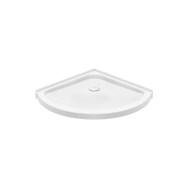 Maax Round Base 36 3 in. 36 x 36 Acrylic Corner Left or Right Shower Base with Corner Drain in White 106888-000-001-100 - Plumbing Market
