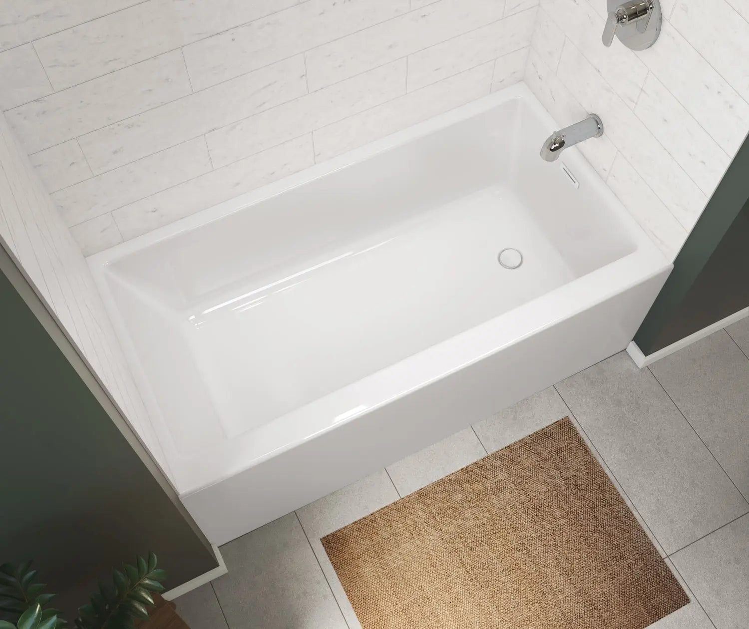 Maax Rubix 6032 AFR Acrylic Alcove Right-Hand Drain Bathtub in White - Plumbing Market