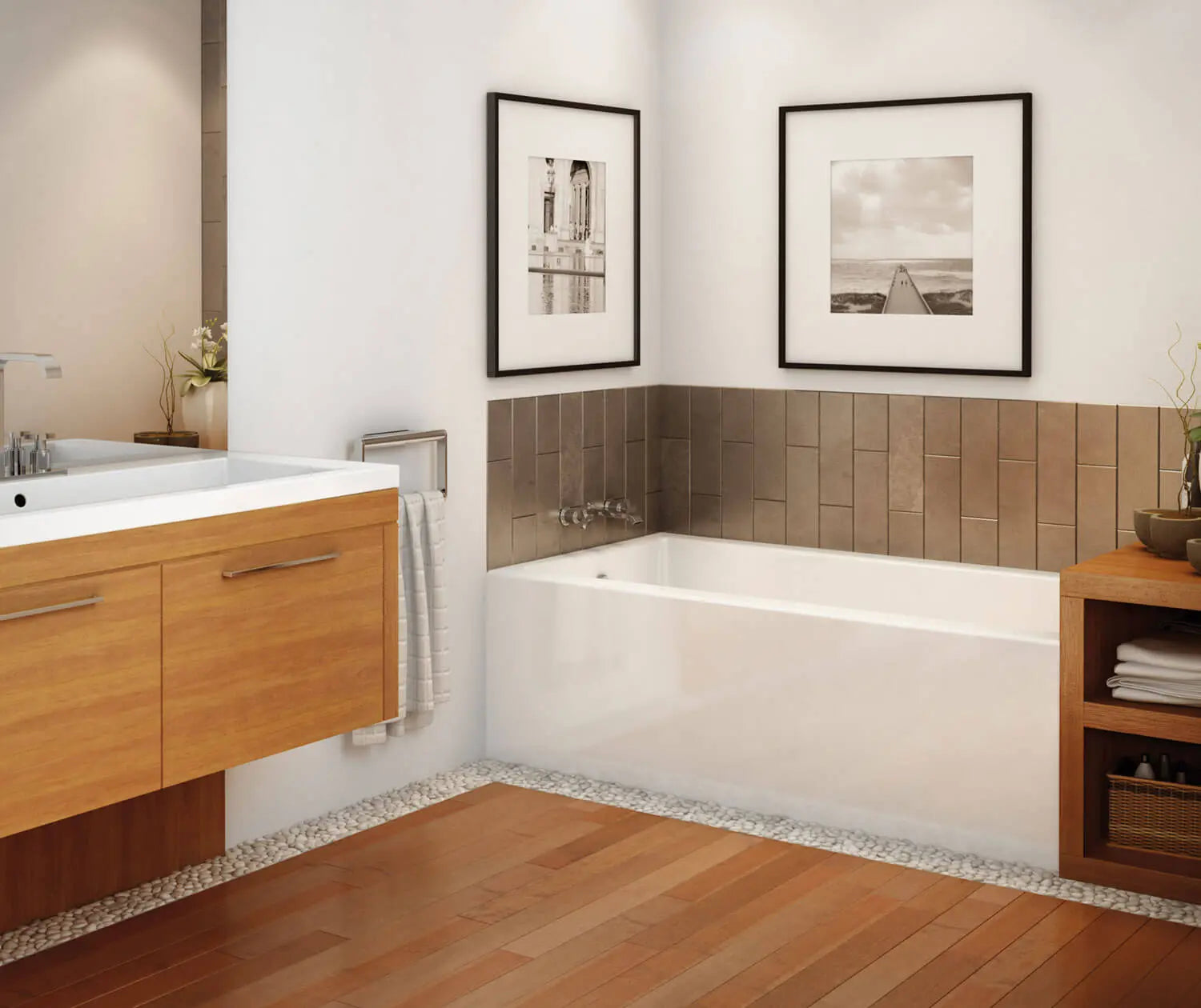 Maax Rubix 6632 AFR Acrylic Alcove Right-Hand Drain Bathtub in White 105734-000-001-102 - Plumbing Market