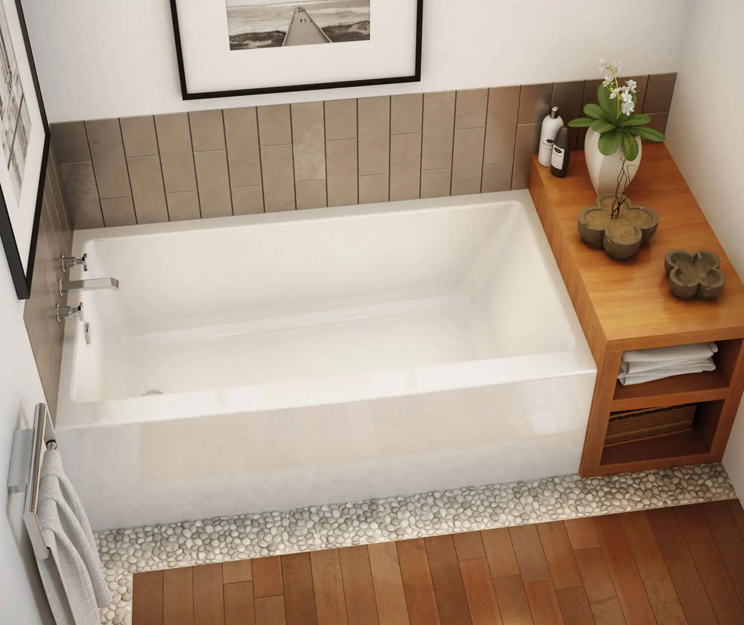 Maax Rubix 6632 AFR Acrylic Alcove Right-Hand Drain Bathtub in White 105734-000-001-102 - Plumbing Market