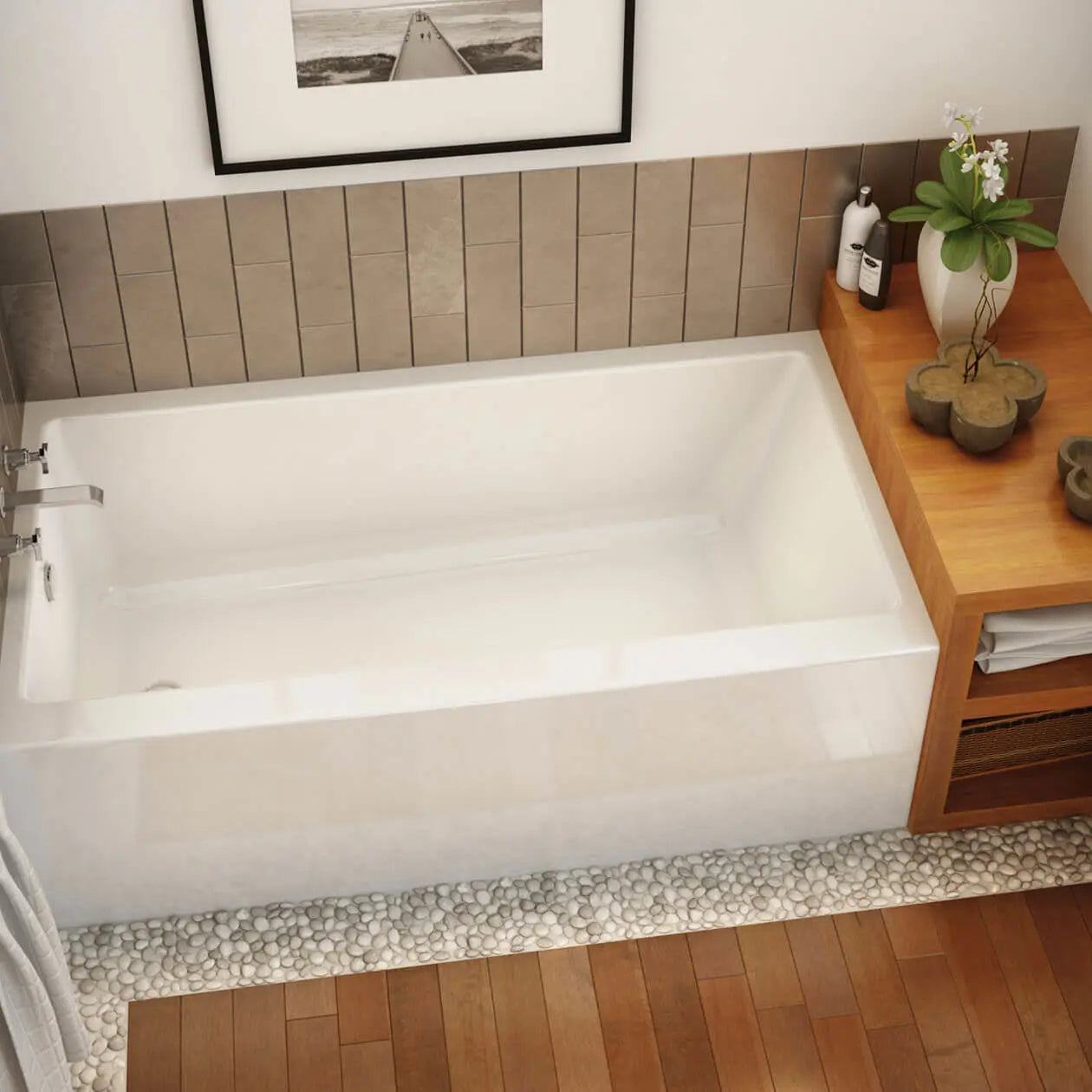 Maax Rubix 6632 AFR Acrylic Alcove Right-Hand Drain Bathtub in White 105734-000-001-102 - Plumbing Market