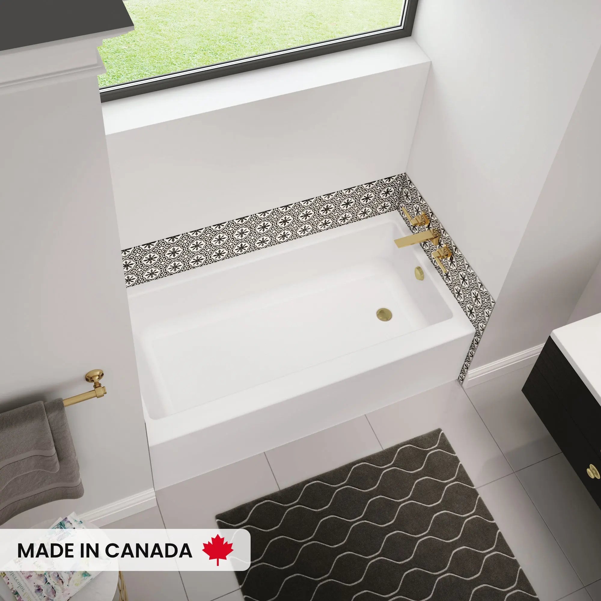 Maax Rubix Access 6030 AFR Acrylic Alcove Right-Hand Drain Bathtub in White 106349-000-001-101 - Plumbing Market