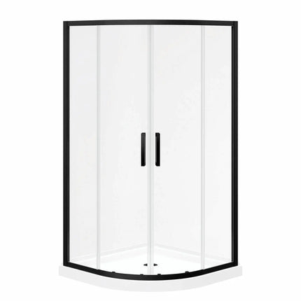 Maax Sakura Acrylic Shower Kit in White with Clear glass  in Matte Black 106540-900-340-000 - Plumbing Market