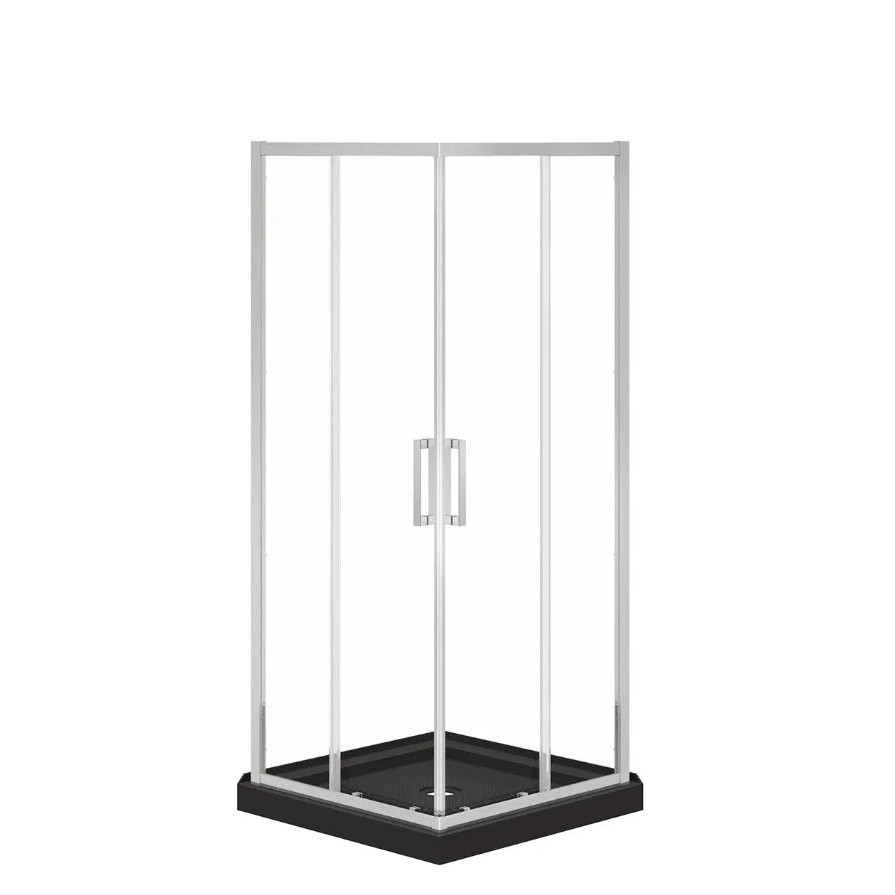 Maax Scarlet 32 x 32 Acrylic Corner Drain Shower Kit in Black with Clear Glass in Chrome 107485-900-084-000 - Plumbing Market