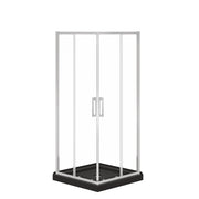 Maax Scarlet 32 x 32 Acrylic Corner Drain Shower Kit in Black with Clear Glass in Chrome 107485-900-084-000 - Plumbing Market