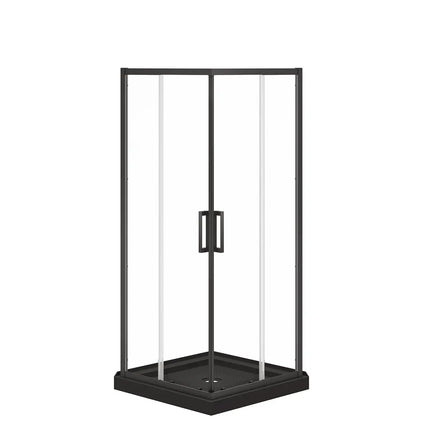 Maax Scarlet 32 x 32 Acrylic Corner Drain Shower Kit in Black with Clear Glass in Matte Black 107485-900-340-000 - Plumbing Market