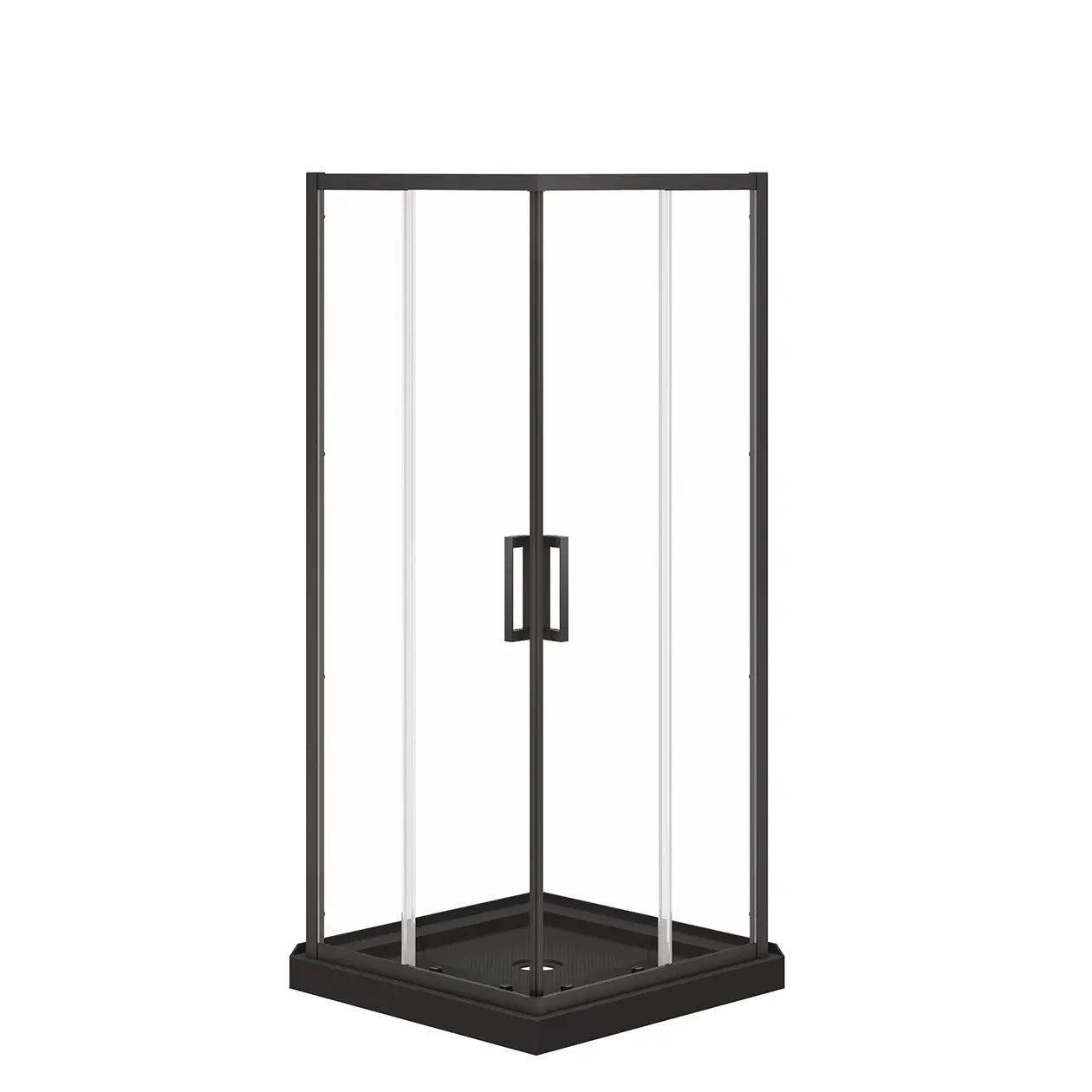 Maax Scarlet 32 x 32 Acrylic Corner Drain Shower Kit in Black with Clear Glass in Matte Black 107485-900-340-000 - Plumbing Market