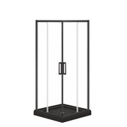 Maax Scarlet 32 x 32 Acrylic Corner Drain Shower Kit in Black with Clear Glass in Matte Black 107485-900-340-000 - Plumbing Market