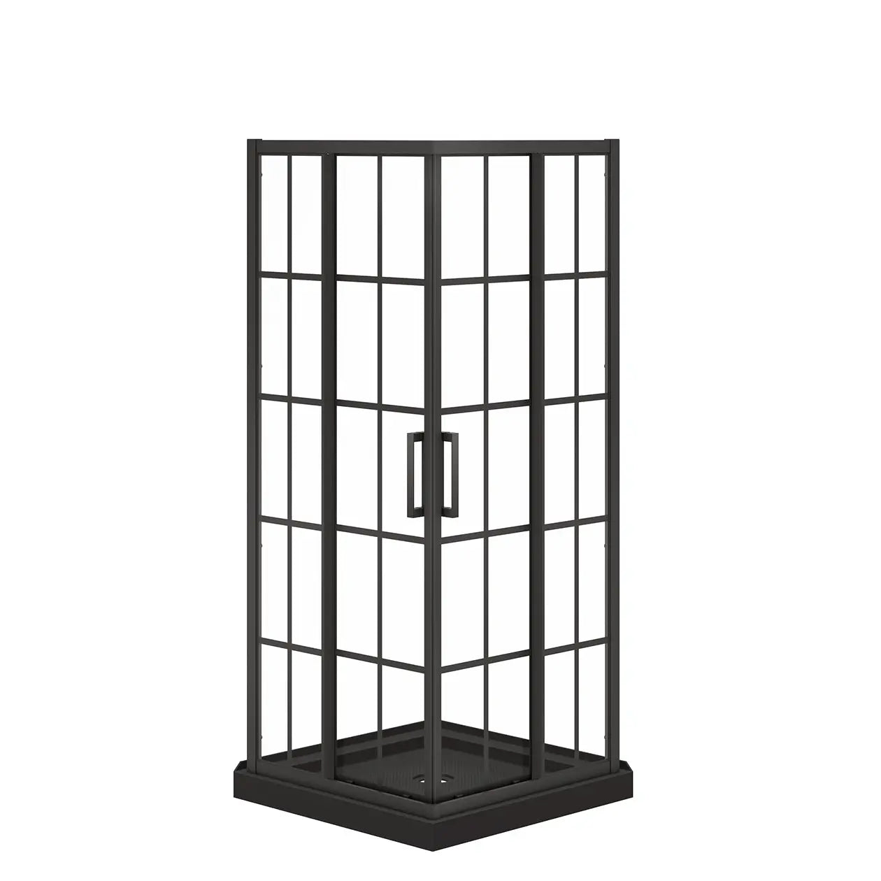 Maax Scarlet 32 x 32 Acrylic Corner Drain Shower Kit in Black with French Glass in Matte Black 107485-977-340-000 - Plumbing Market