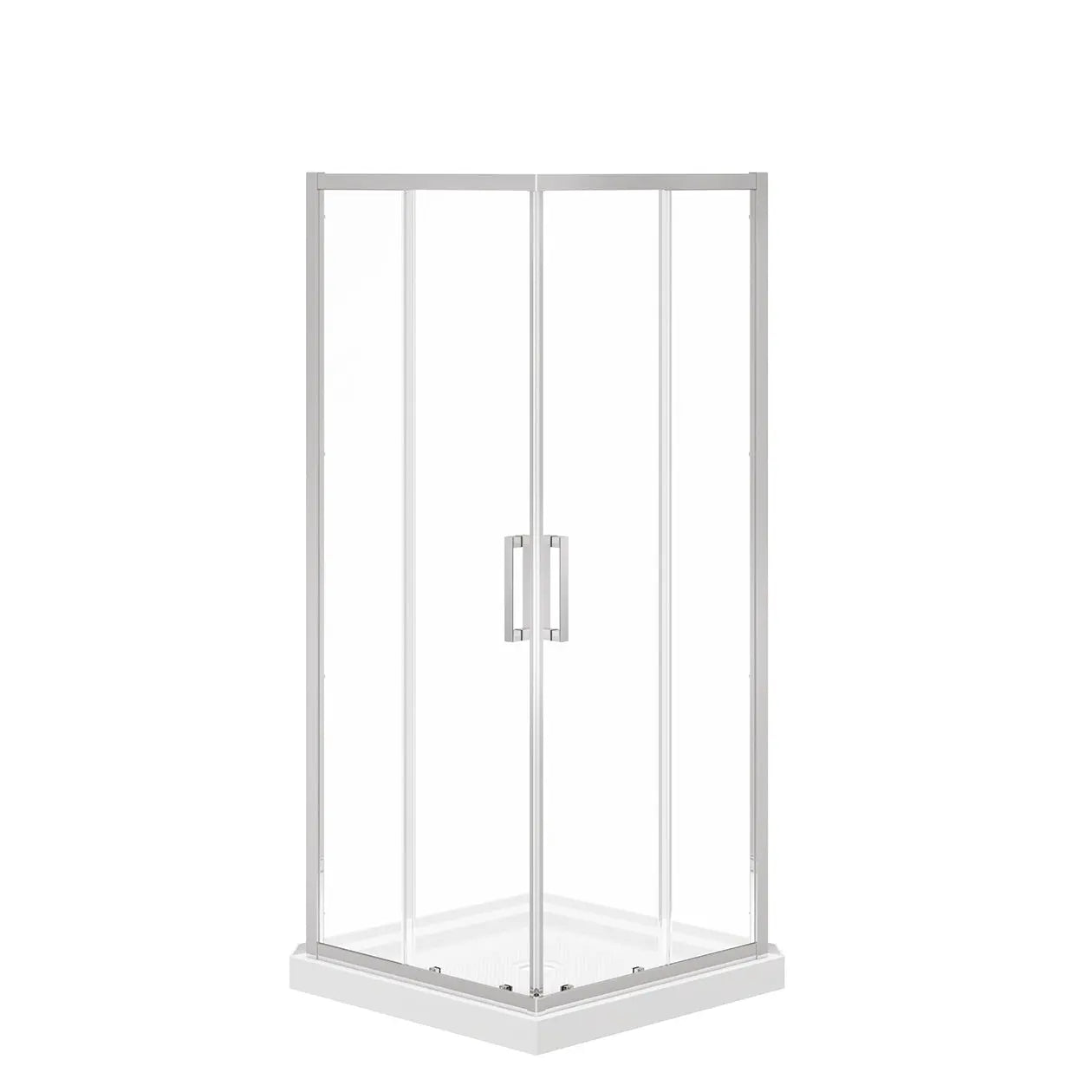 Maax Scarlet 32 x 32 Acrylic Corner Drain Shower Kit in White with Clear Glass in Chrome 107484-900-084-000 - Plumbing Market