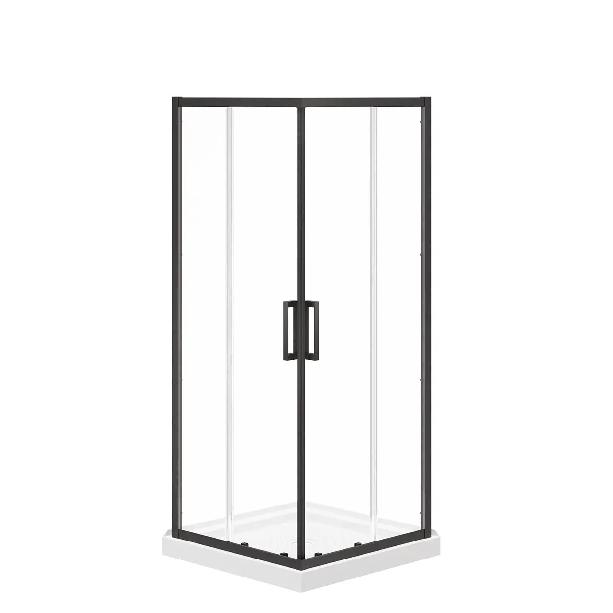Maax Scarlet 32 x 32 Acrylic Corner Drain Shower Kit in White with Clear Glass in Matte Black 107484-900-340-000 - Plumbing Market