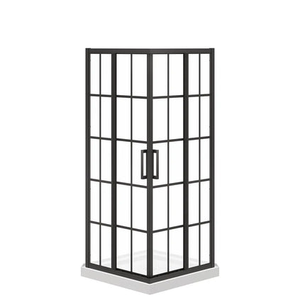 Maax Scarlet 32 x 32 Acrylic Corner Drain Shower Kit in White with French Glass in Matte Black 107484-977-340-000 - Plumbing Market