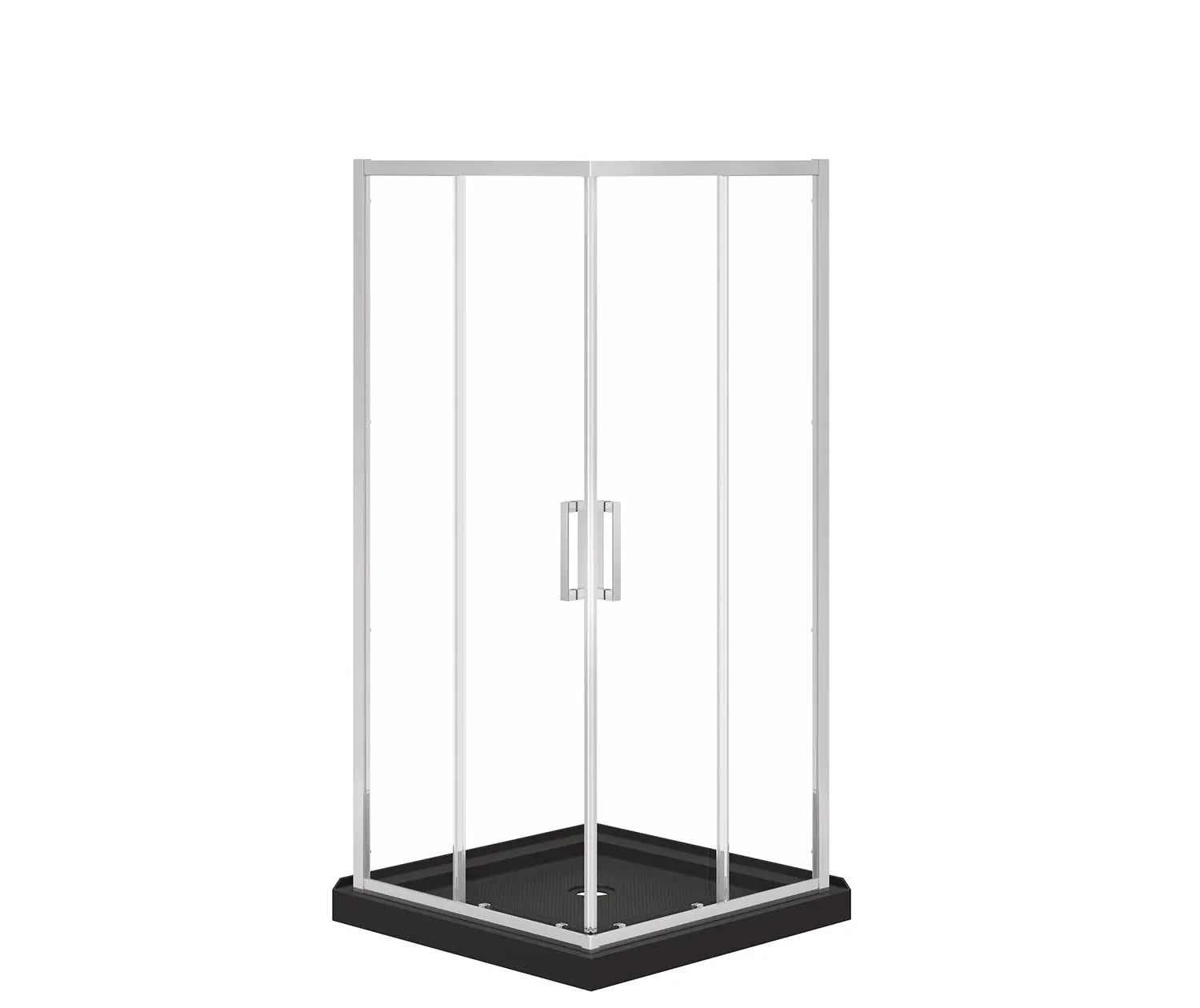 Maax Scarlet 36 x 36 Acrylic Corner Drain Shower Kit in Black with Clear Glass in Chrome 107482-900-084-000 - Plumbing Market