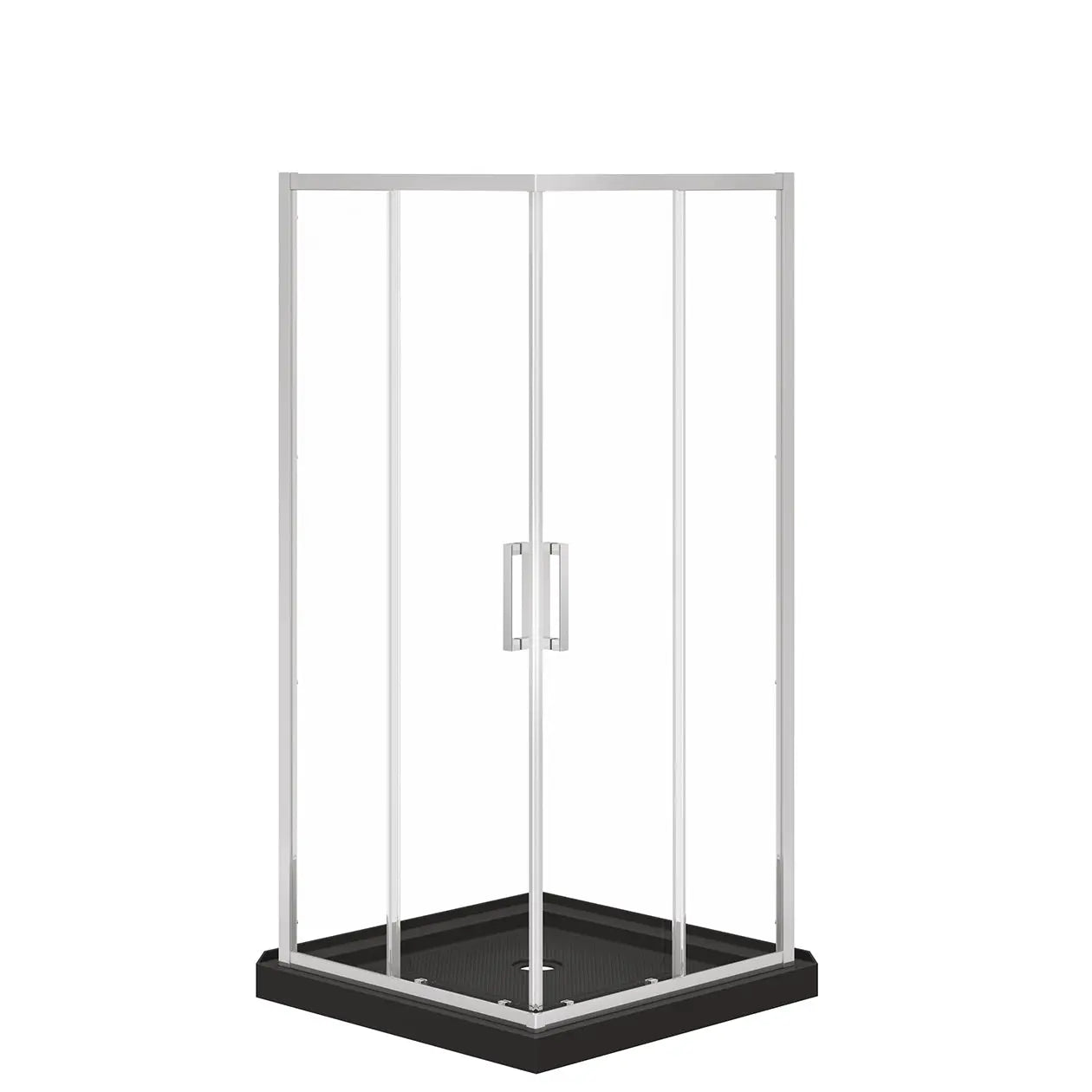 Maax Scarlet 36 x 36 Acrylic Corner Drain Shower Kit in Black with Clear Glass in Chrome 107482-900-084-000 - Plumbing Market