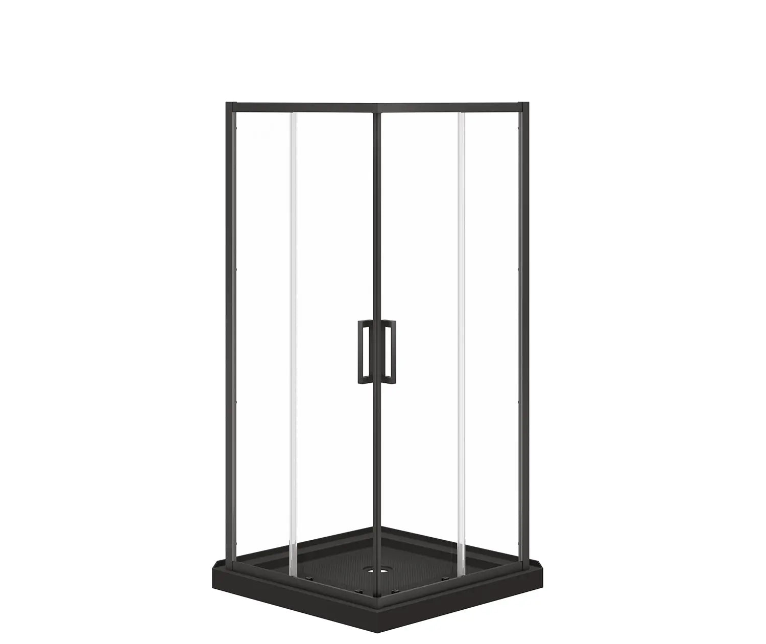 Maax Scarlet 36 x 36 Acrylic Corner Drain Shower Kit in Black with Clear Glass in Matte Black 107482-900-340-000 - Plumbing Market