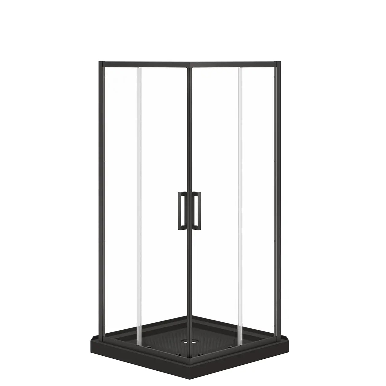 Maax Scarlet 36 x 36 Acrylic Corner Drain Shower Kit in Black with Clear Glass in Matte Black 107482-900-340-000 - Plumbing Market