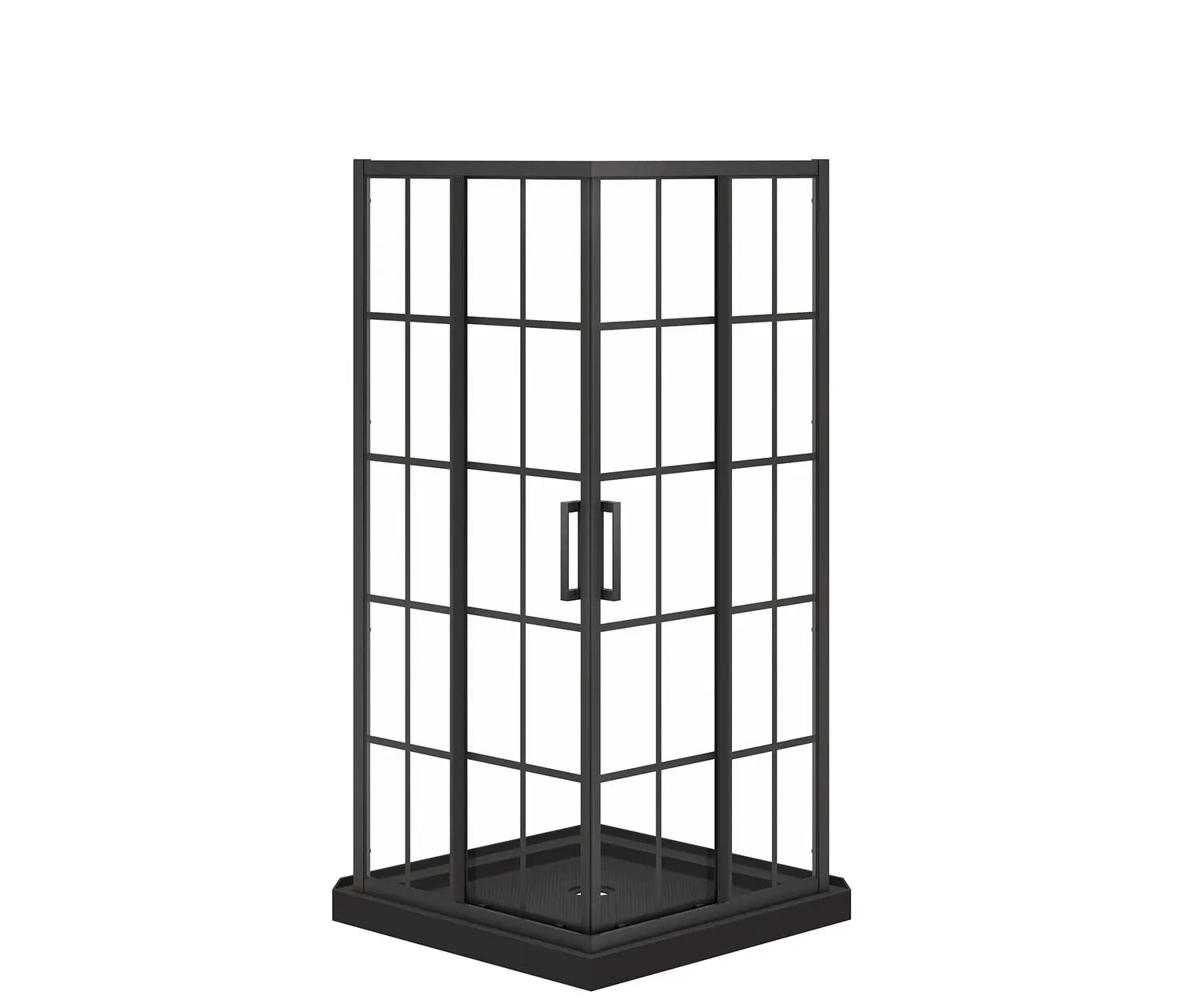 Maax Scarlet 36 x 36 Acrylic Corner Drain Shower Kit in Black with French Glass in Matte Black 107482-977-340-000 - Plumbing Market