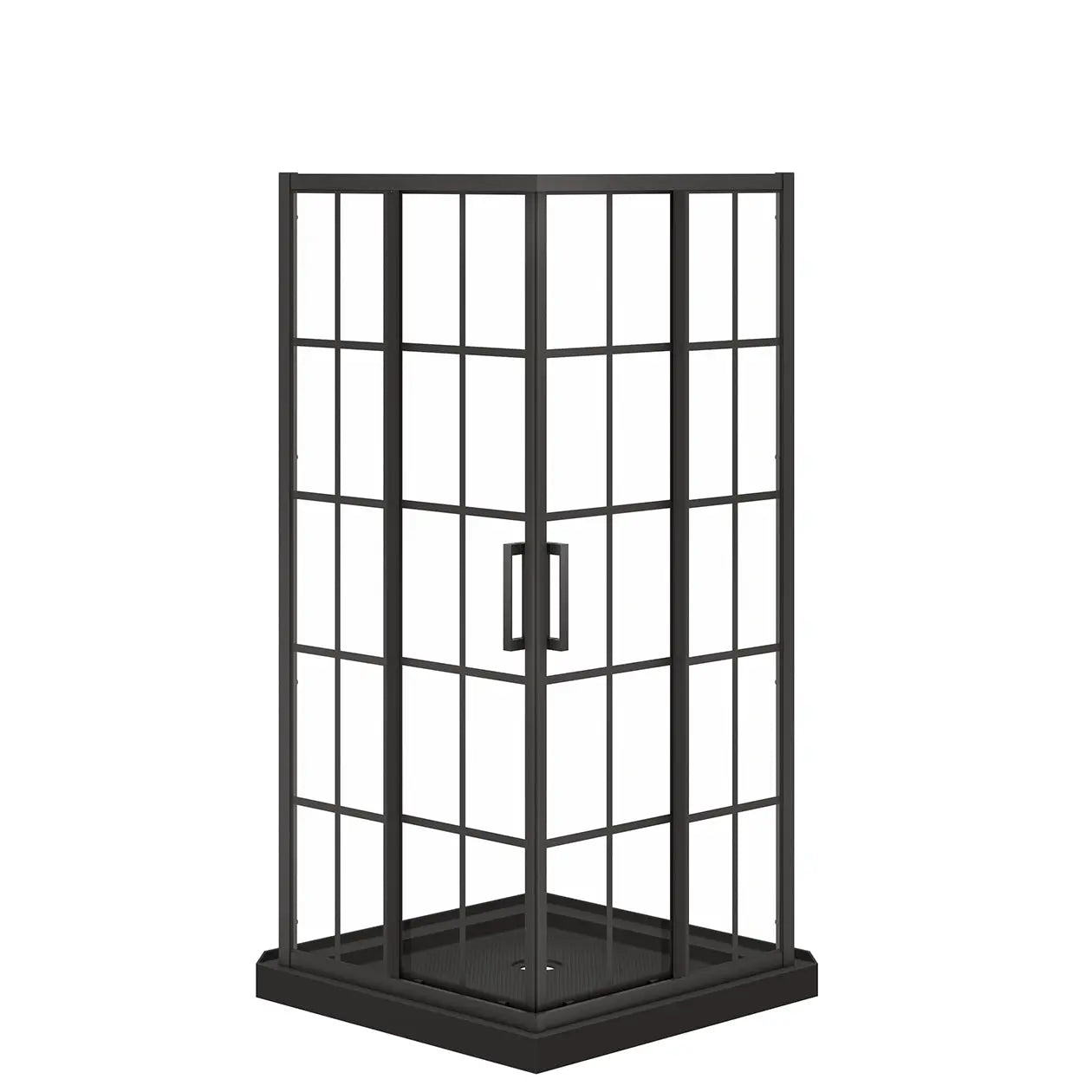 Maax Scarlet 36 x 36 Acrylic Corner Drain Shower Kit in Black with French Glass in Matte Black 107482-977-340-000 - Plumbing Market
