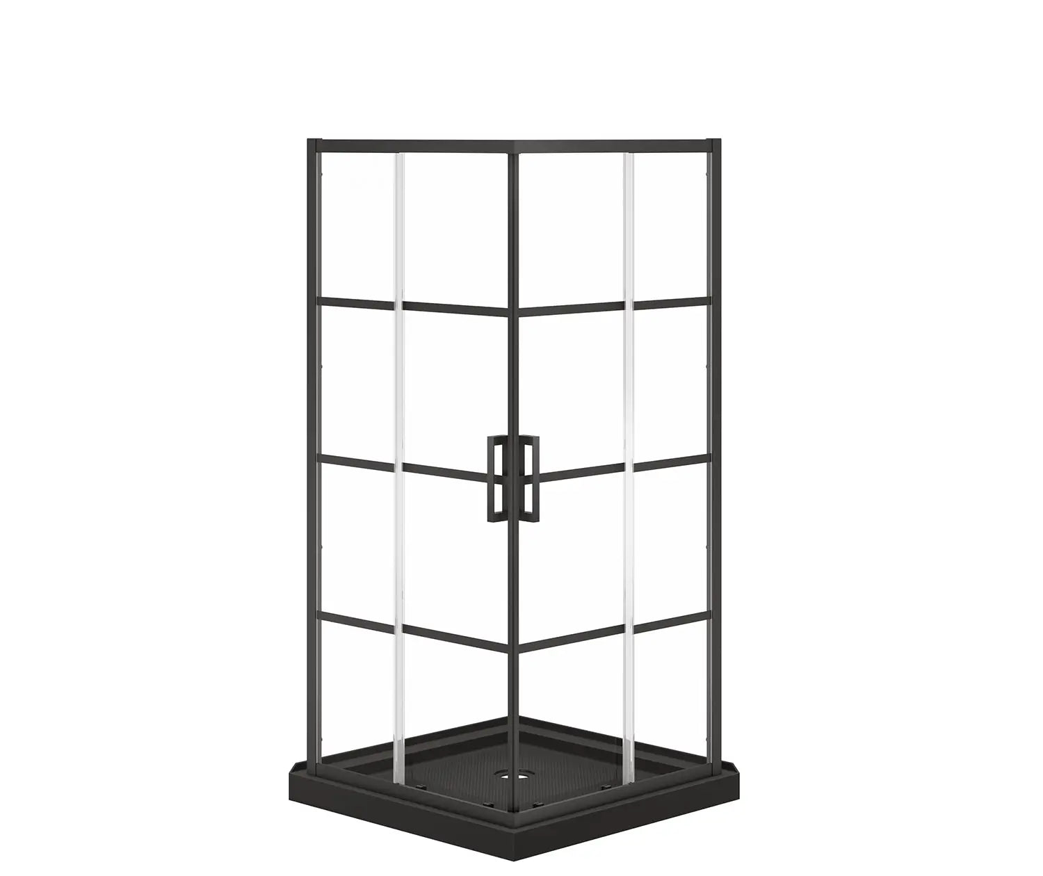 Maax Scarlet 36 x 36 Acrylic Corner Drain Shower Kit in Black with Shaker Glass in Matte Black 107482-972-340-000 - Plumbing Market