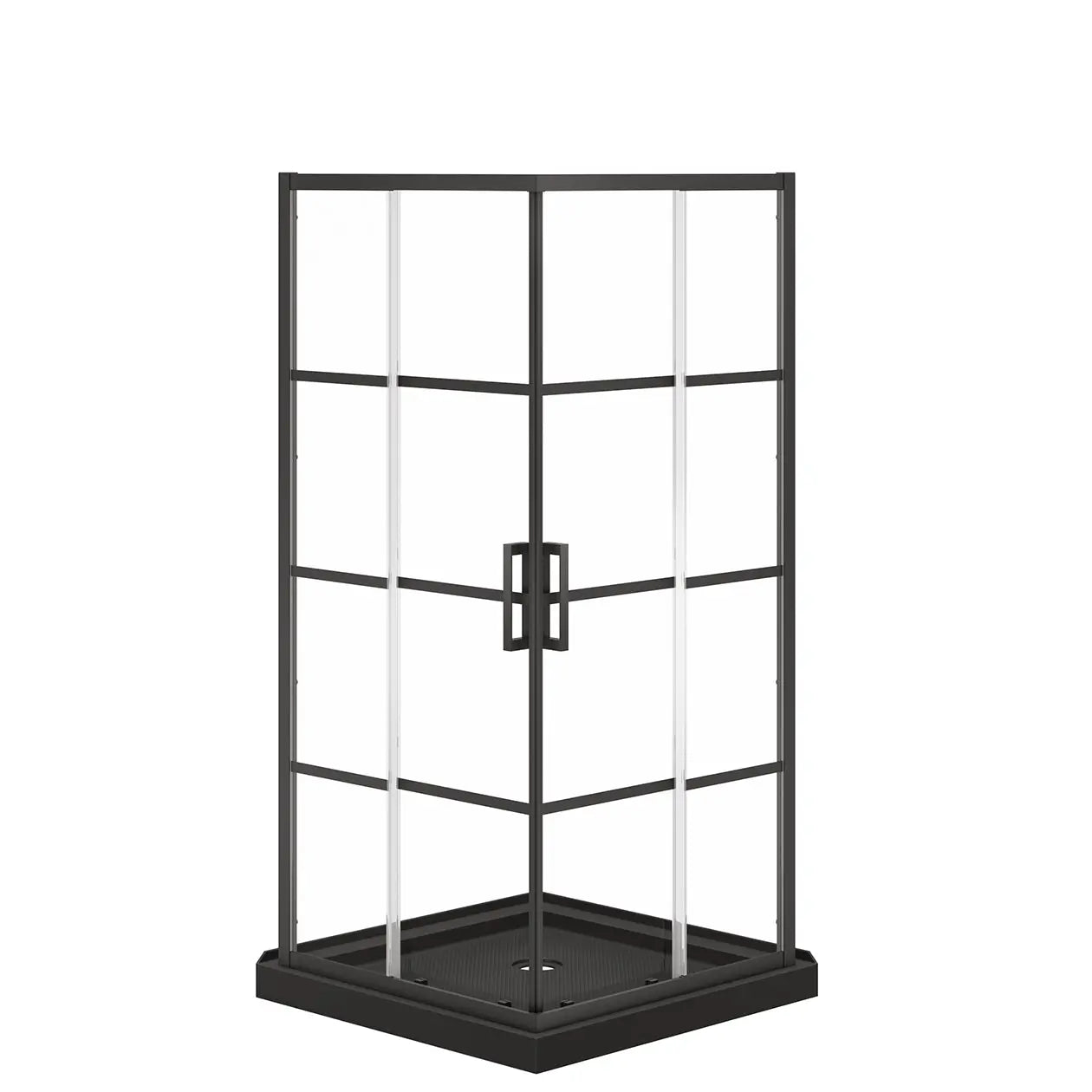 Maax Scarlet 36 x 36 Acrylic Corner Drain Shower Kit in Black with Shaker Glass in Matte Black 107482-972-340-000 - Plumbing Market