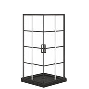 Maax Scarlet 36 x 36 Acrylic Corner Drain Shower Kit in Black with Shaker Glass in Matte Black 107482-972-340-000 - Plumbing Market