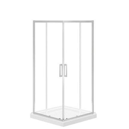 Maax Scarlet 36 x 36 Acrylic Corner Drain Shower Kit in White with Clear Glass in Chrome 107481-900-084-000 - Plumbing Market