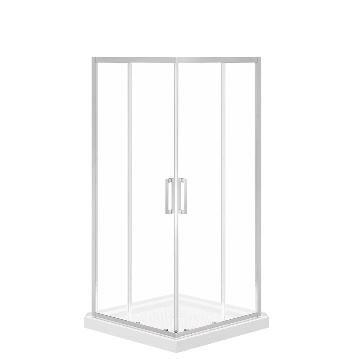 Maax Scarlet 36 x 36 Acrylic Corner Drain Shower Kit in White with Clear Glass in Chrome 107481-900-084-000 - Plumbing Market