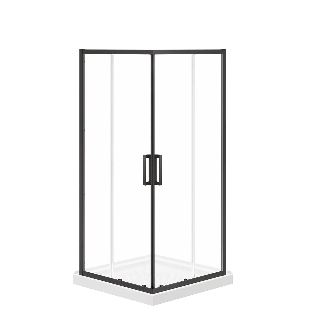 Maax Scarlet 36 x 36 Acrylic Corner Drain Shower Kit in White with Clear Glass in Matte Black 107481-900-340-000 - Plumbing Market