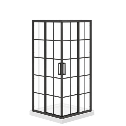 Maax Scarlet 36 x 36 Acrylic Corner Drain Shower Kit in White with French Glass in Matte Black 107481-977-340-000 - Plumbing Market