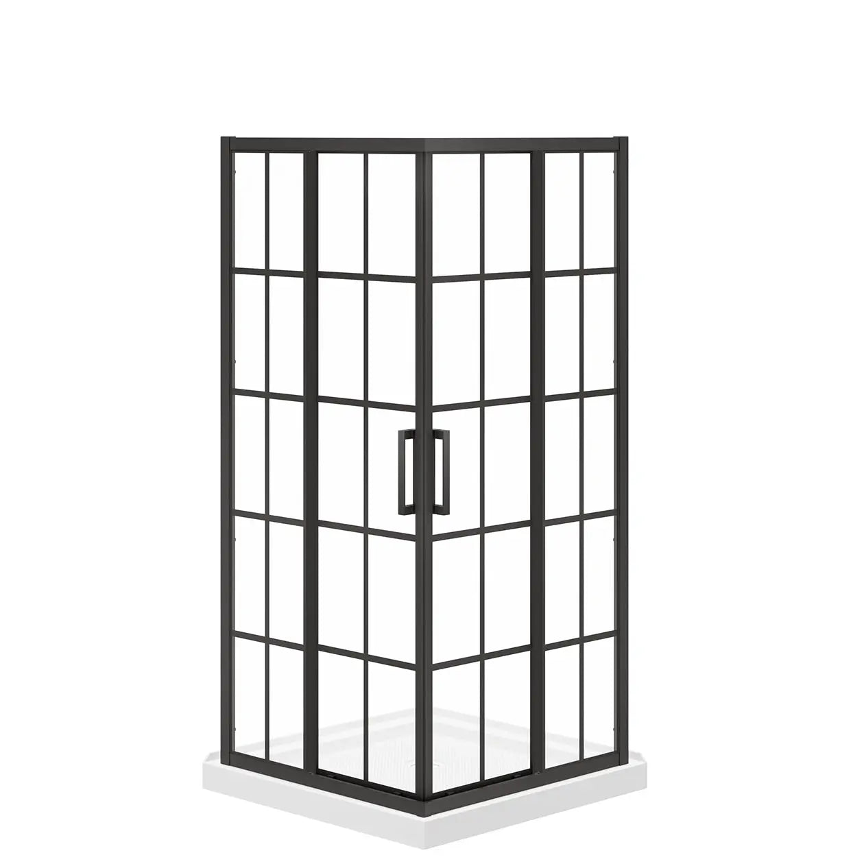 Maax Scarlet 36 x 36 Acrylic Corner Drain Shower Kit in White with French Glass in Matte Black 107481-977-340-000 - Plumbing Market
