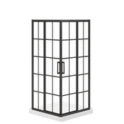 Maax Scarlet 36 x 36 Acrylic Corner Drain Shower Kit in White with French Glass in Matte Black 107481-977-340-000 - Plumbing Market