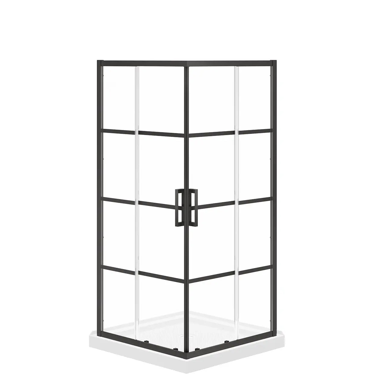 Maax Scarlet 36 x 36 Acrylic Corner Drain Shower Kit in White with Shaker Glass in Matte Black 107481-972-340-000 - Plumbing Market
