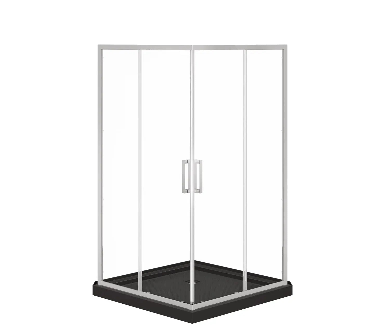 Maax Scarlet 42 x 42 Acrylic Corner Drain Shower Kit in Black with Clear Glass in Chrome 107487-900-084-000 - Plumbing Market