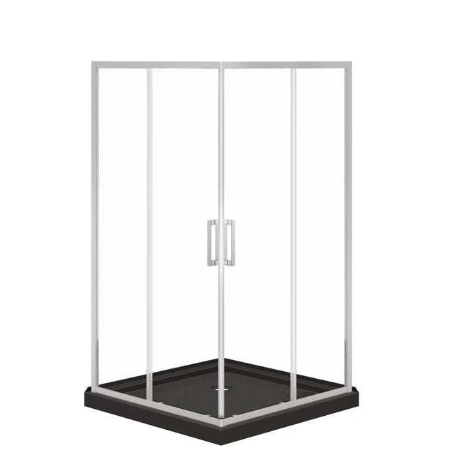 Maax Scarlet 42 x 42 Acrylic Corner Drain Shower Kit in Black with Clear Glass in Chrome 107487-900-084-000 - Plumbing Market