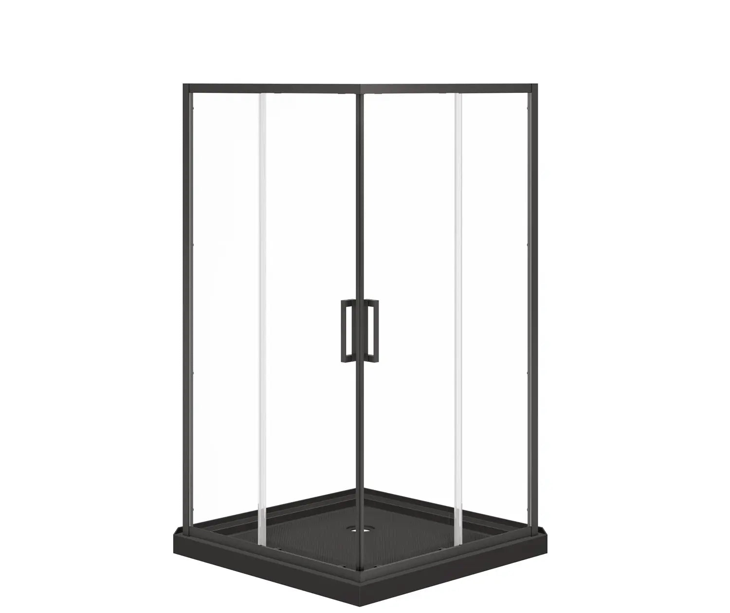 Maax Scarlet 42 x 42 Acrylic Corner Drain Shower Kit in Black with Clear Glass in Matte Black 107487-900-340-000 - Plumbing Market