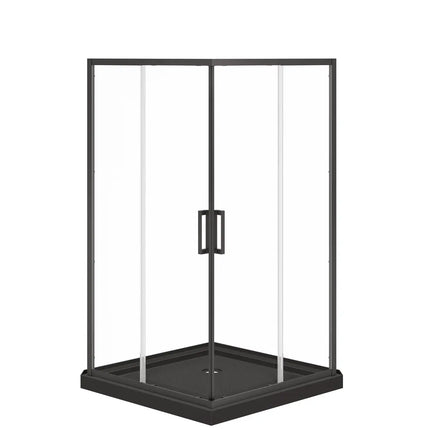Maax Scarlet 42 x 42 Acrylic Corner Drain Shower Kit in Black with Clear Glass in Matte Black 107487-900-340-000 - Plumbing Market
