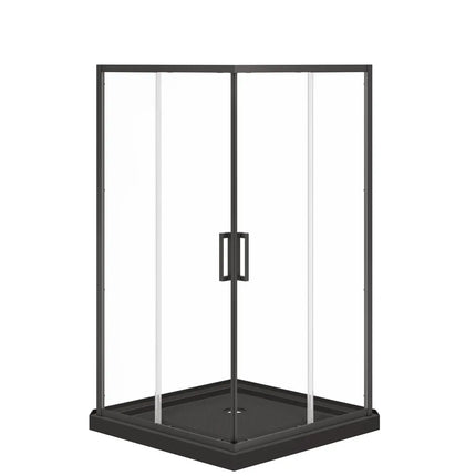 Maax Scarlet 42 x 42 Acrylic Corner Drain Shower Kit in Black with Clear Glass in Matte Black 107487-900-340-000 - Plumbing Market