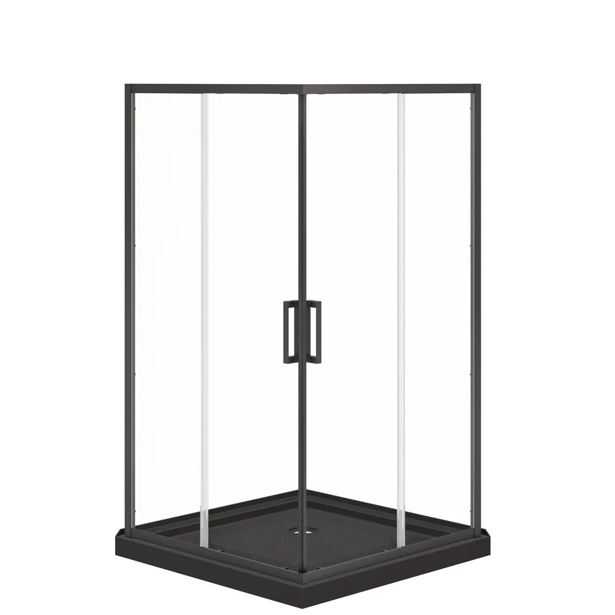 Maax Scarlet 42 x 42 Acrylic Corner Drain Shower Kit in Black with Clear Glass in Matte Black 107487-900-340-000 - Plumbing Market